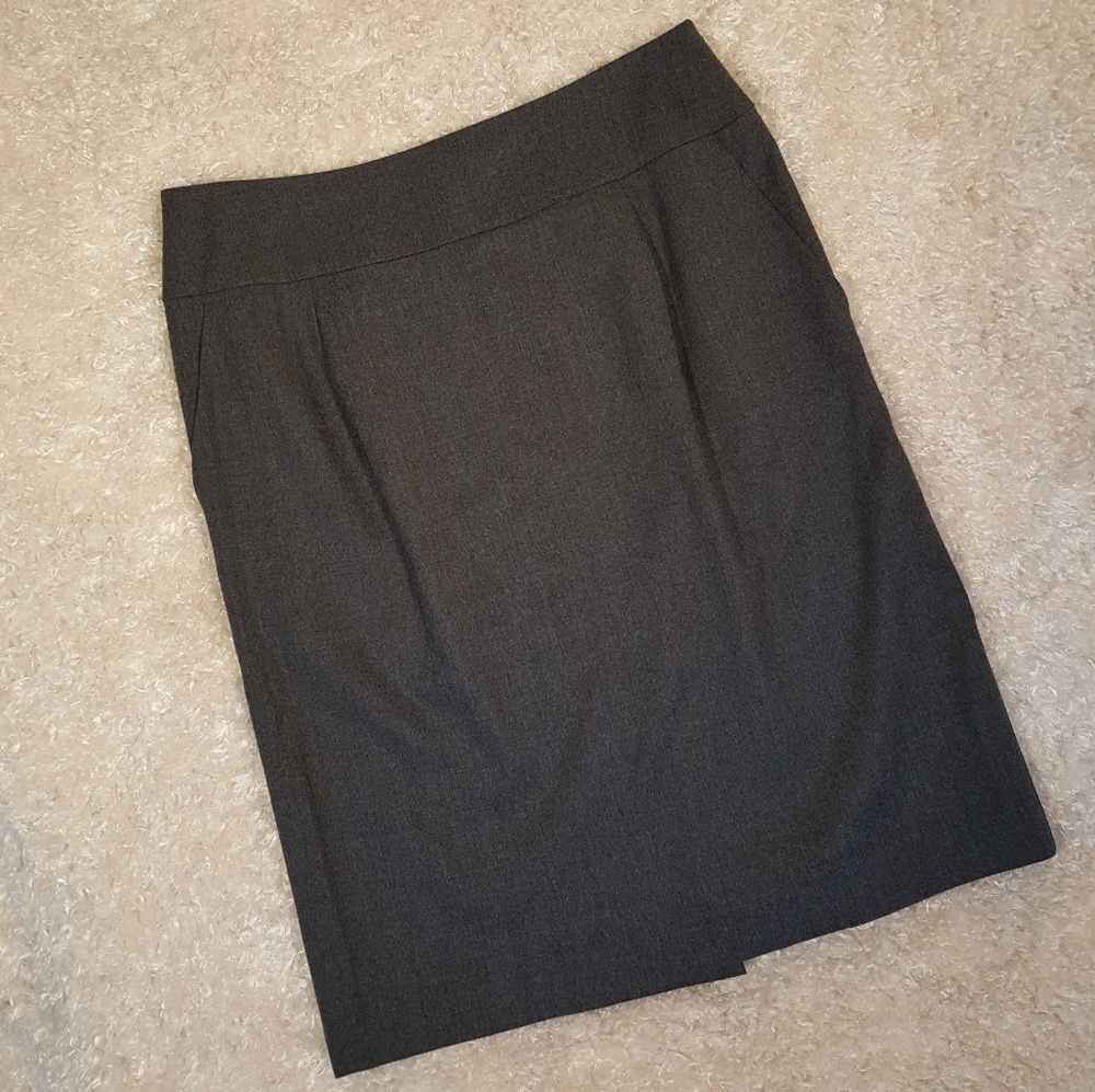 Talbots Grey Wool Pencil Skirt with Front Pockets